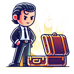 Celebrity looking at an open suitcase with something glowing inside